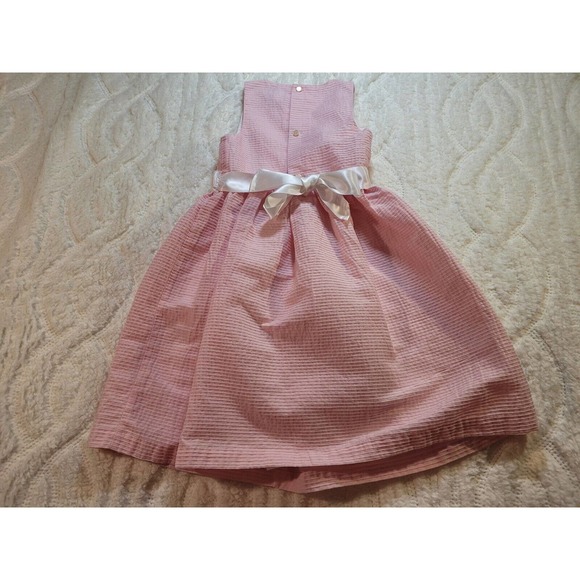Chaps Girls Pink Easter Dress Sz 6 Ribbon Belt Pleated - Picture 5 of 8